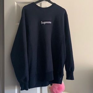 2005 supreme crewneck navy on navy